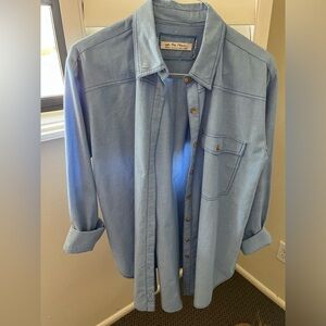 NWOT We The Free Women's Large Oversized Blue LS Button Up Cotton Shirt